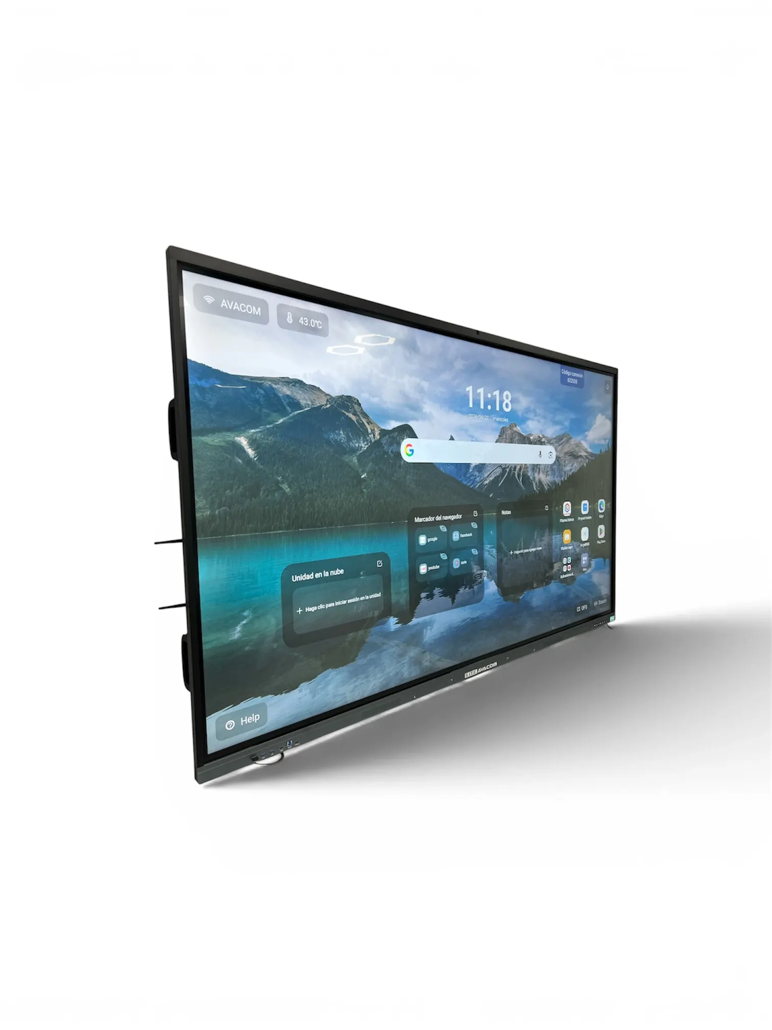 The same eScreen from another angle, with the Android home screen on