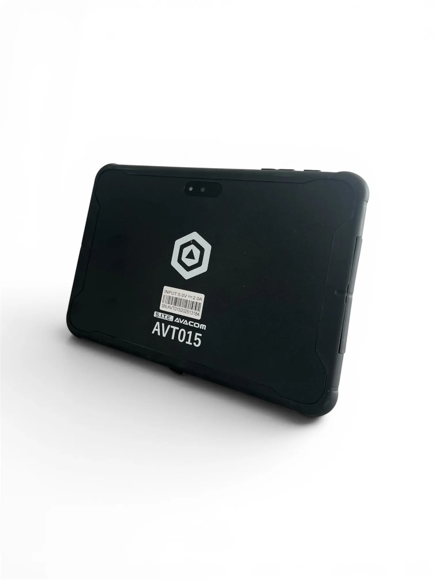 Back of the tablet, showing the logo and model label