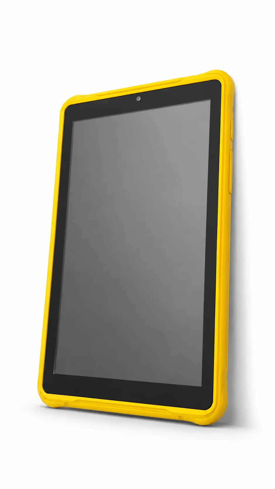 The same tablet in a yellow case